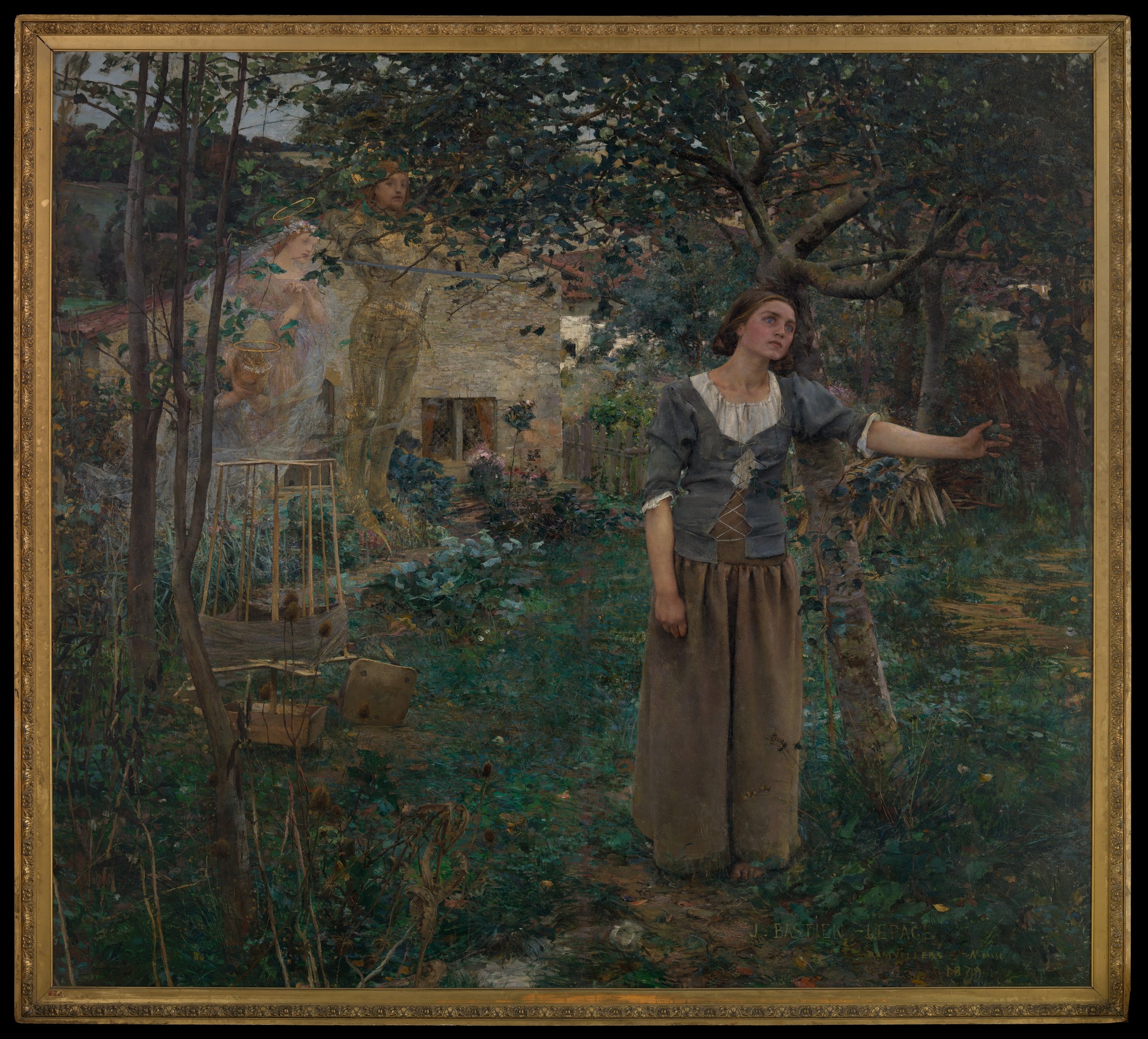 Joan of Arc in her father’s garden at Domrémy, hearing Saints Michael, Margaret, and Catherine — Jules Bastien-Lepage, The Calling, 1879